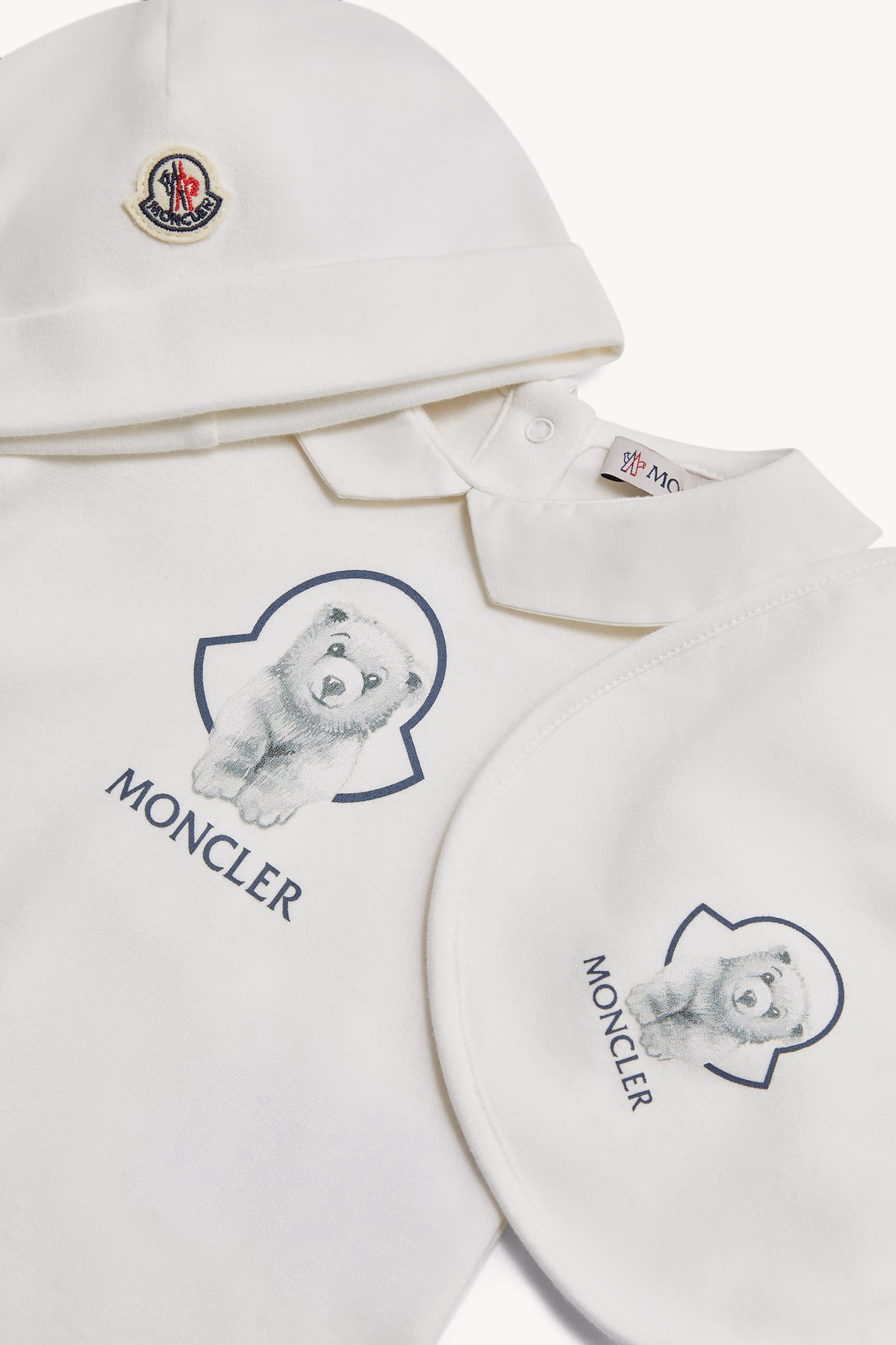 Teddy Bear Logo Cotton Set Gender Neutral White Moncler 2
